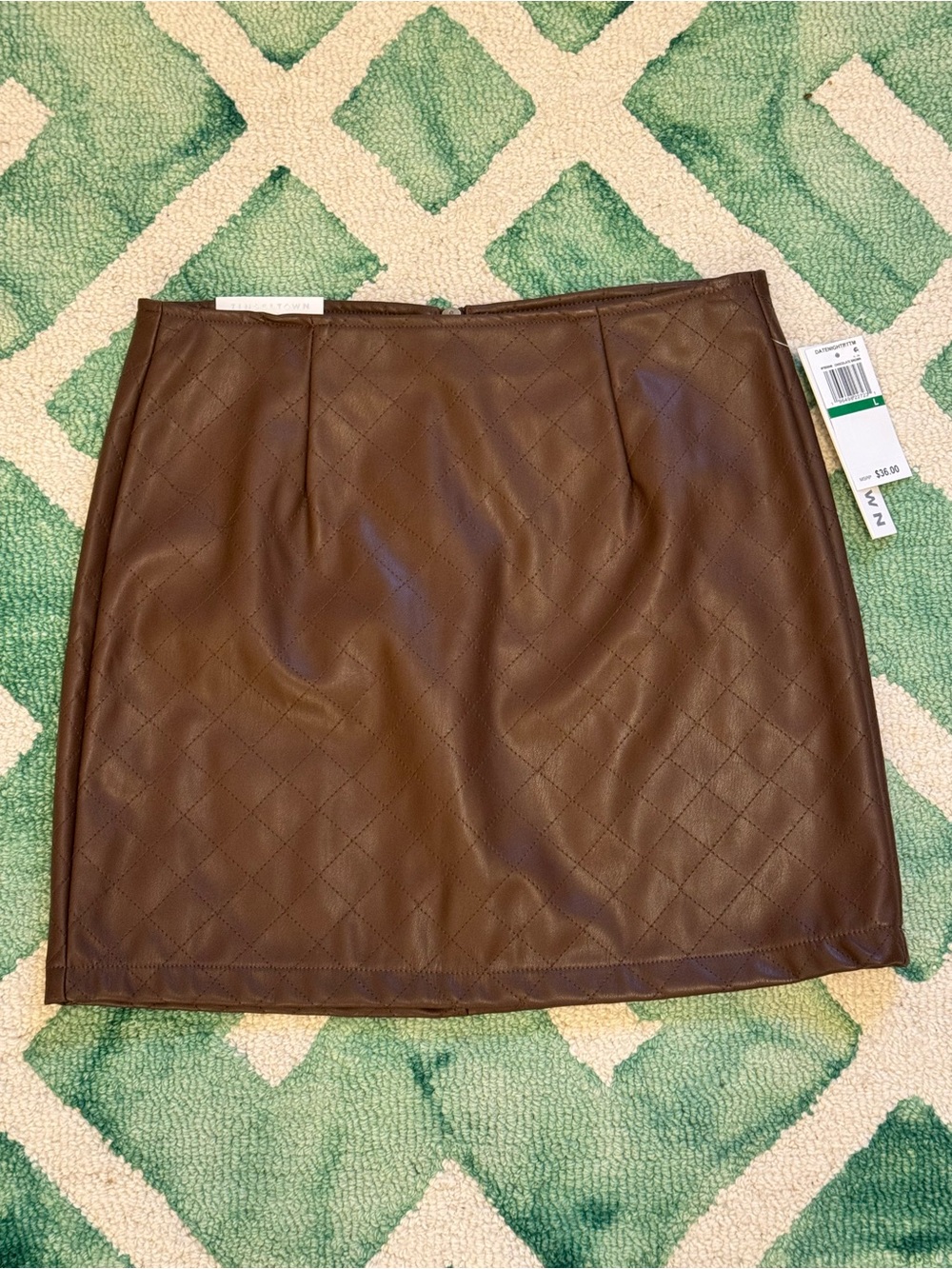 NWT Tinseltown brown pleather quilted mini skirt Size L